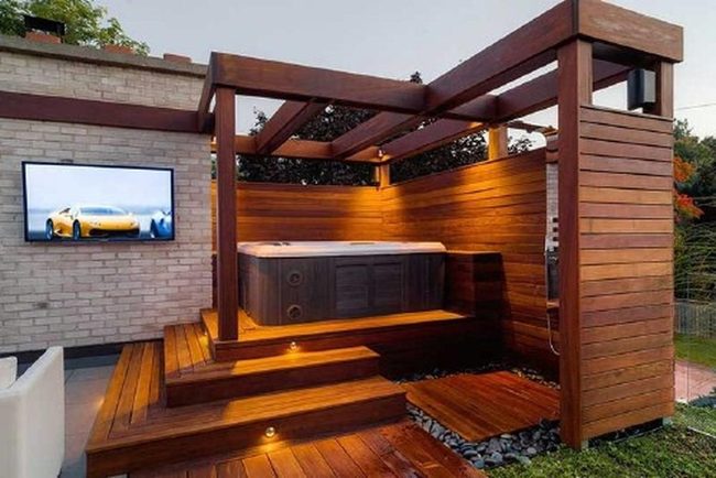 Cedar Hot Tub Deck Oasis