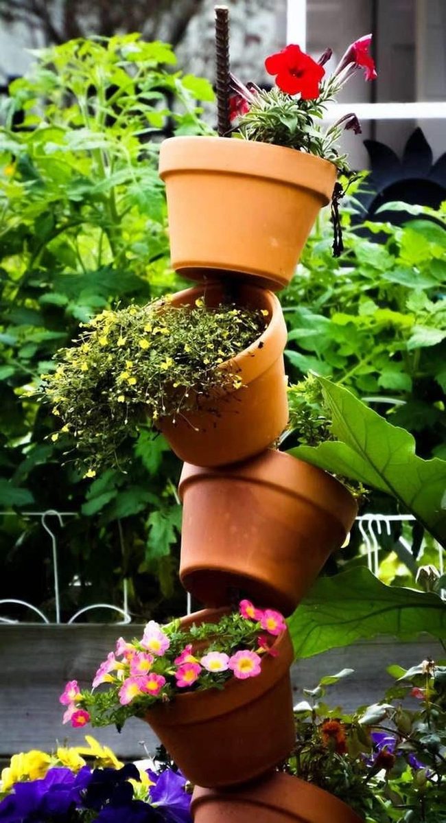 Angled Stacked Pots Display