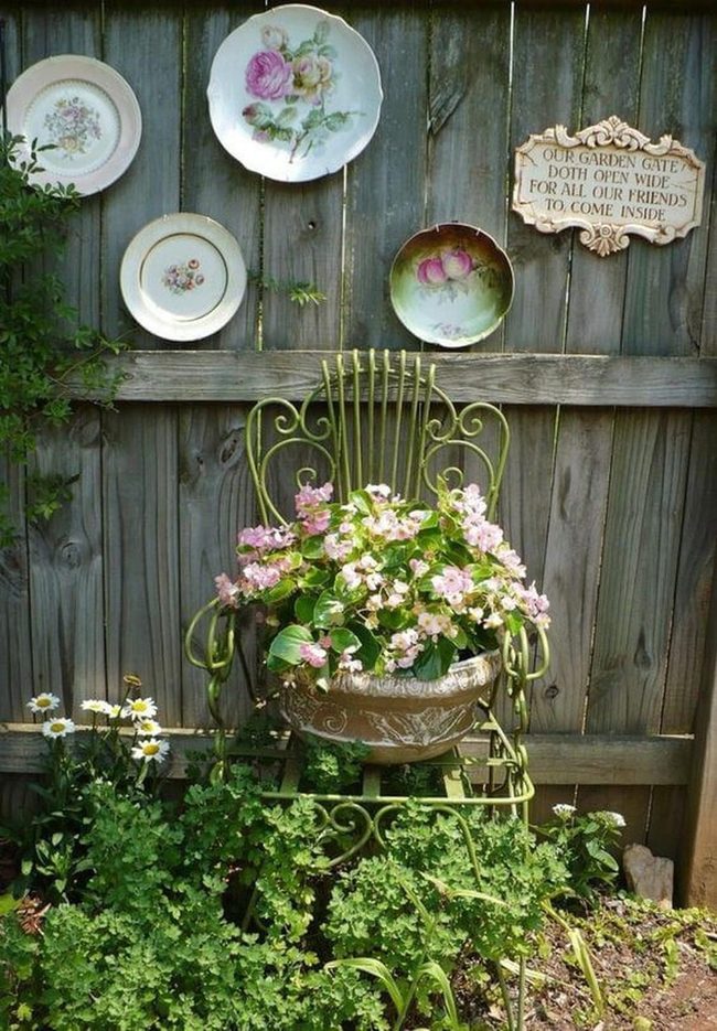 Weathered Chair Among Wildflower Blooms