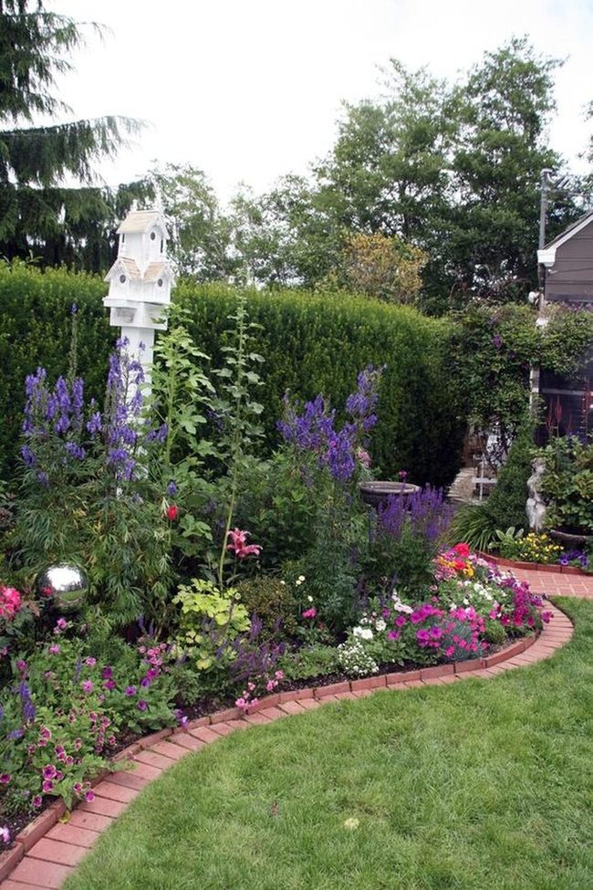 Flowering Garden With Red Brick Borders