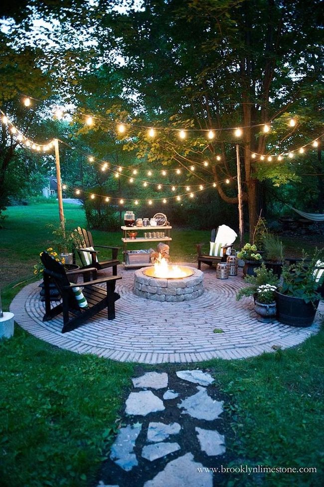 Stone Foundation Fire Pit Gathering