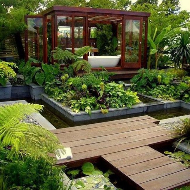 Garden Bathtub Surrounded By Blooms