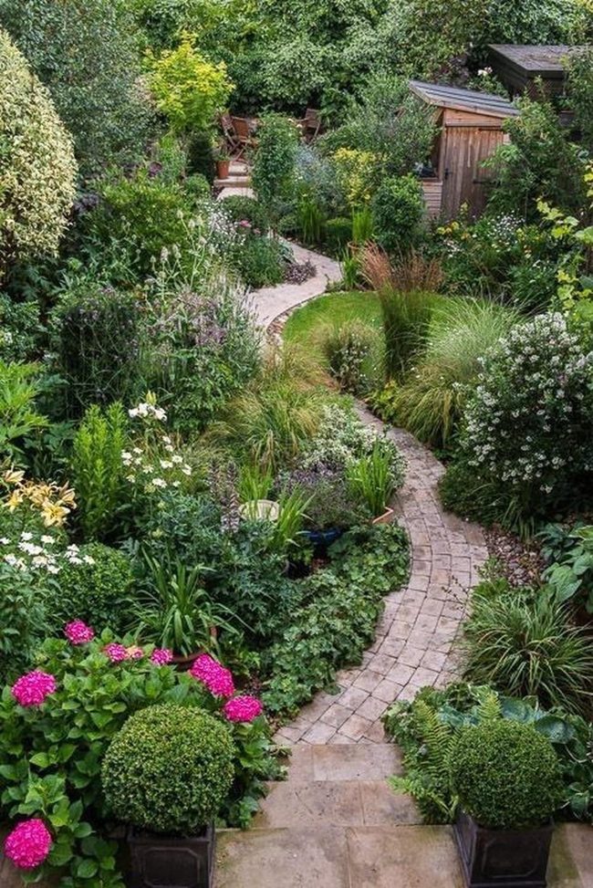 Stone Path Through Garden Green