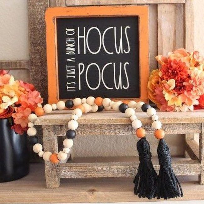 Orange Wood Halloween Nook