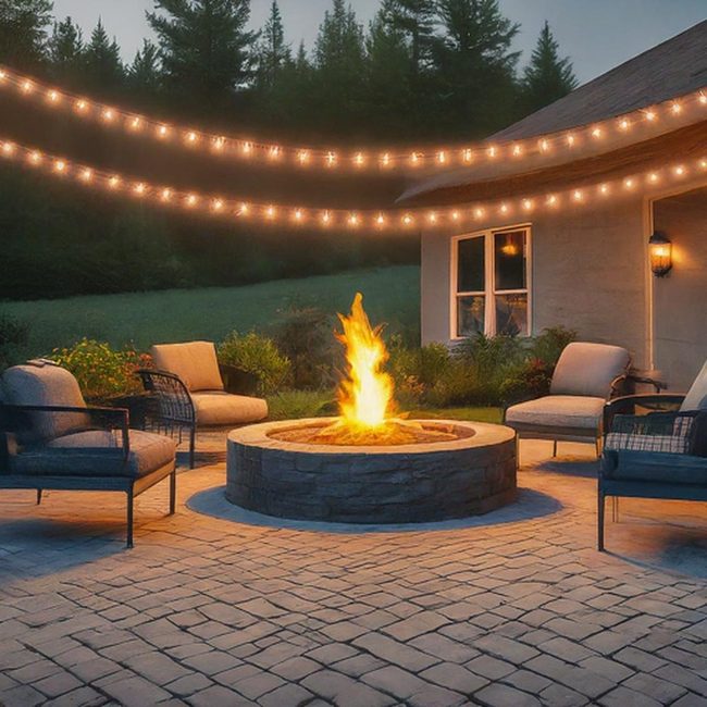 Circular Stone Patio With Fire Pit