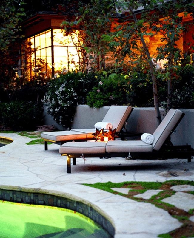 Poolside Dusk With Natural Stone