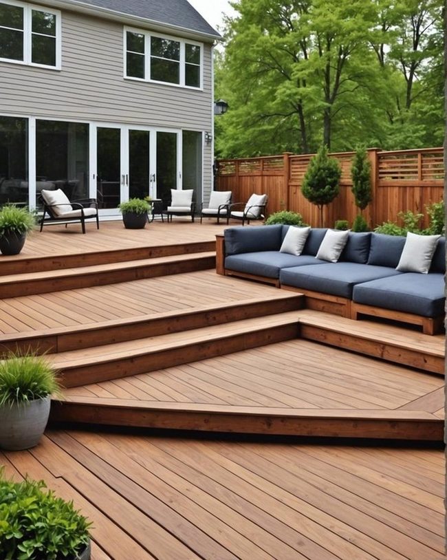 Clean Geometric Wood Deck