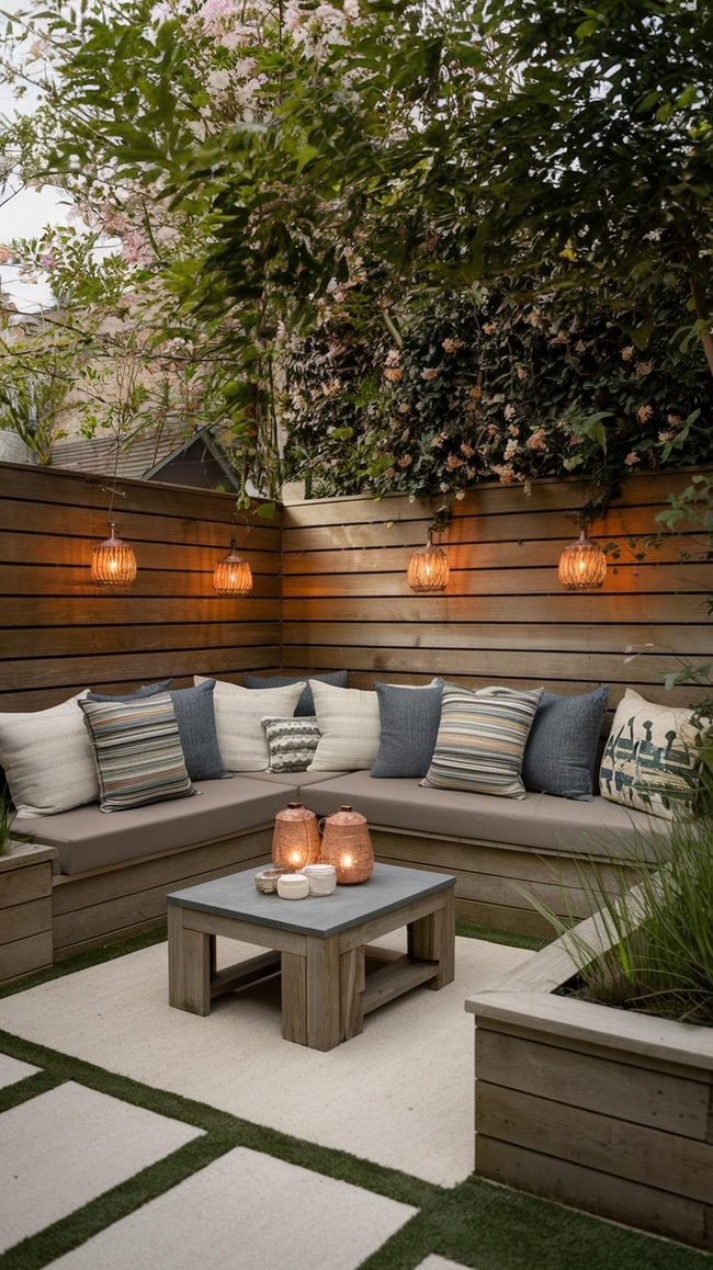 Oak Fence Built-In Seating
