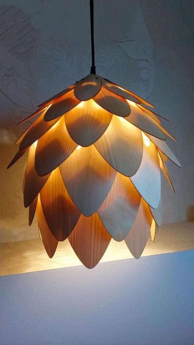 Wooden Petal Ceiling Light