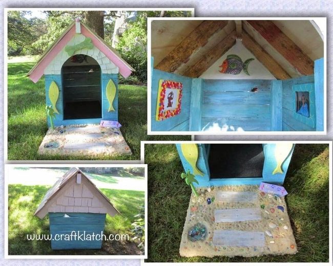 Seashell Coastal Dog House Paradise