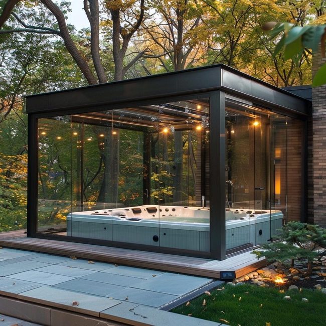 Cedar Pergola Covers Hot Tub