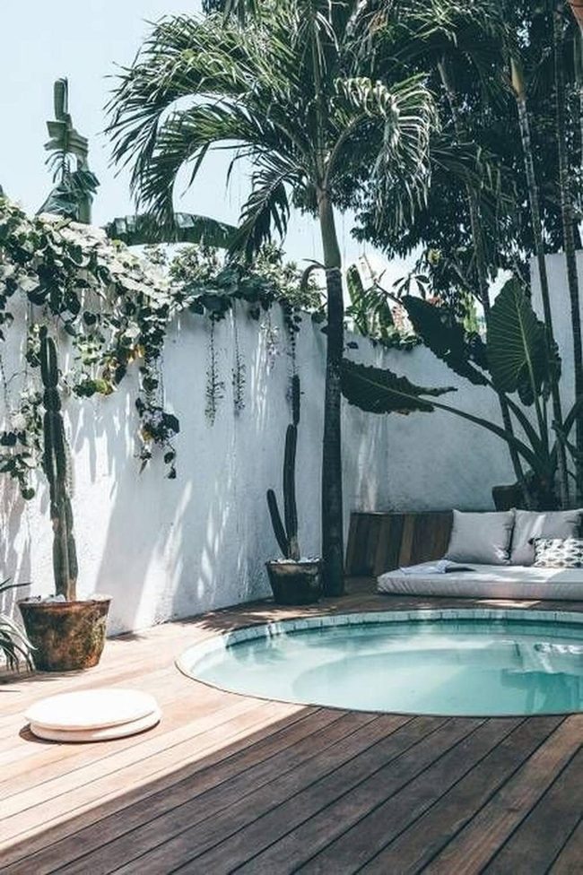 Round Pool Wooden Deck Paradise