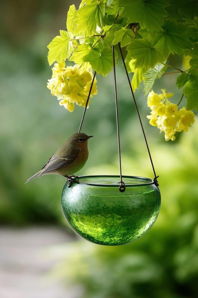 Suspended Glass Globe Bird Sanctuary