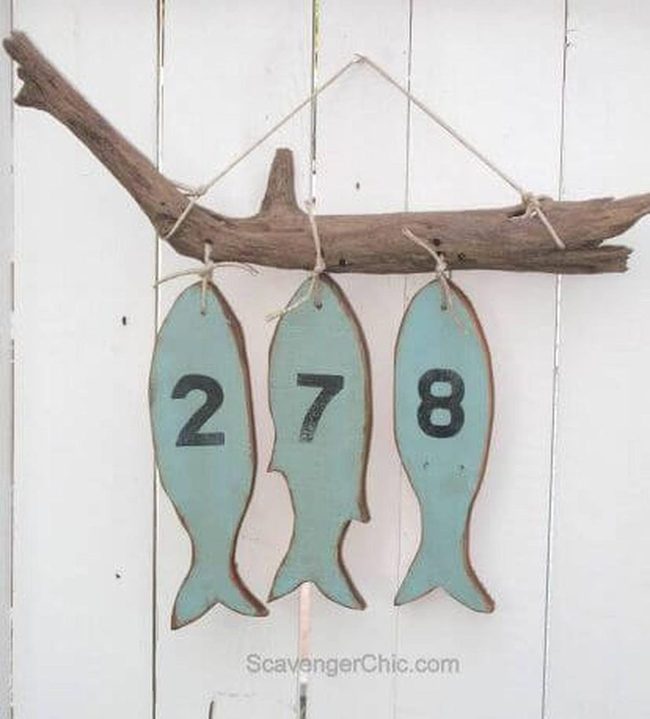Wooden Fish-Shaped Address Markers
