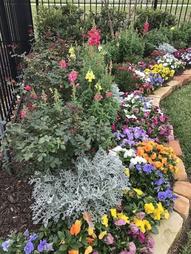 Tiered Blooms, Stone-Edged Garden