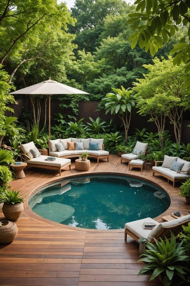 Natural Wood Poolside Woven Seating