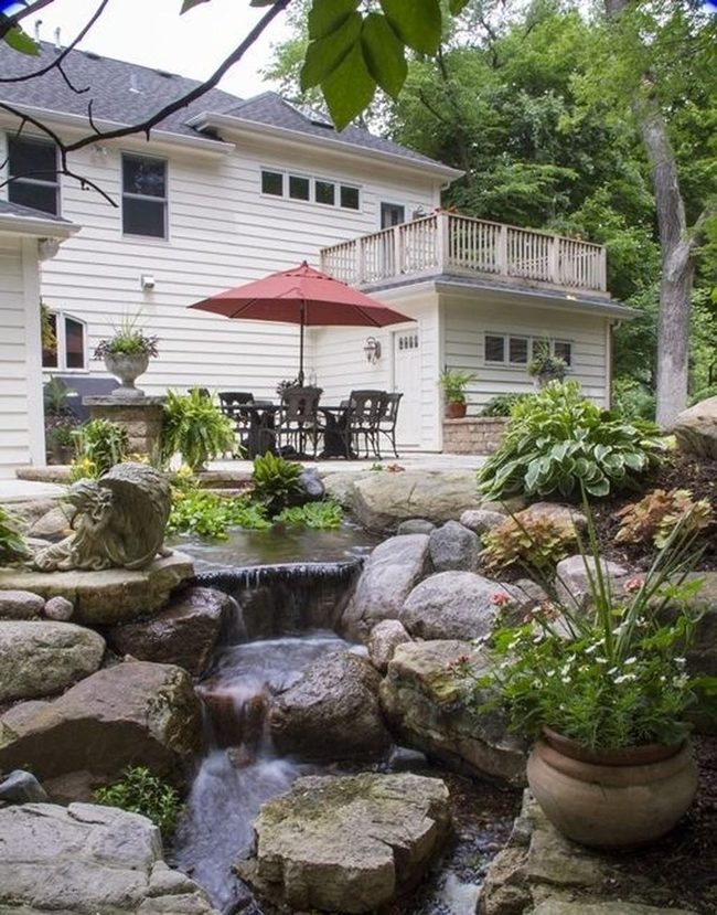Red Umbrella Garden Waterfall