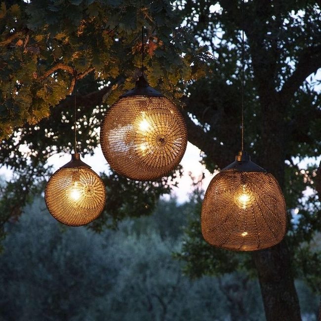 Woven Natural Pendant Lights Garden
