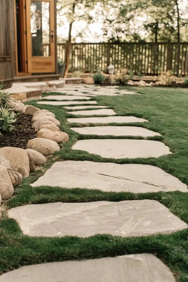 Stone Pathway Through Authentic Outdoors