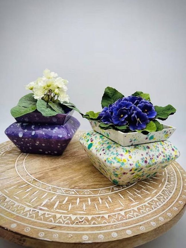 Patterned Ceramics With Blooming Violets
