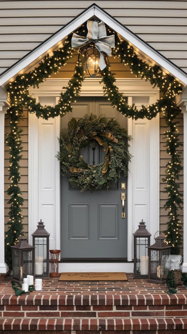 Oversized Wreaths And Twinkling Doorway Lights