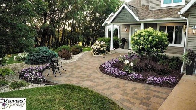 Curved Stone Path Through Layered Landscape