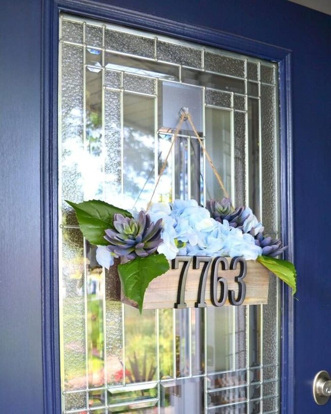 Door-Mounted Planter With House Numbers