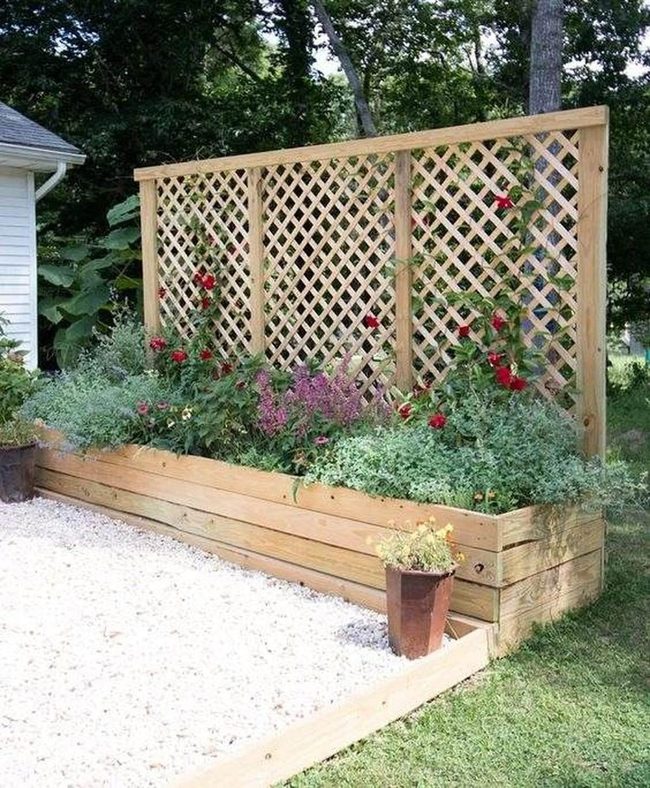 Lattice Garden Beds With Pastel Flowers