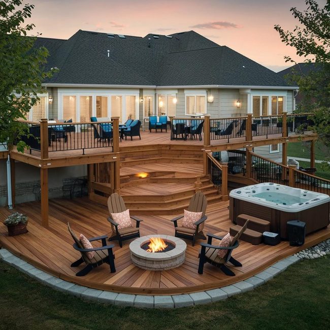 Two-Level Timber Deck With Stairs