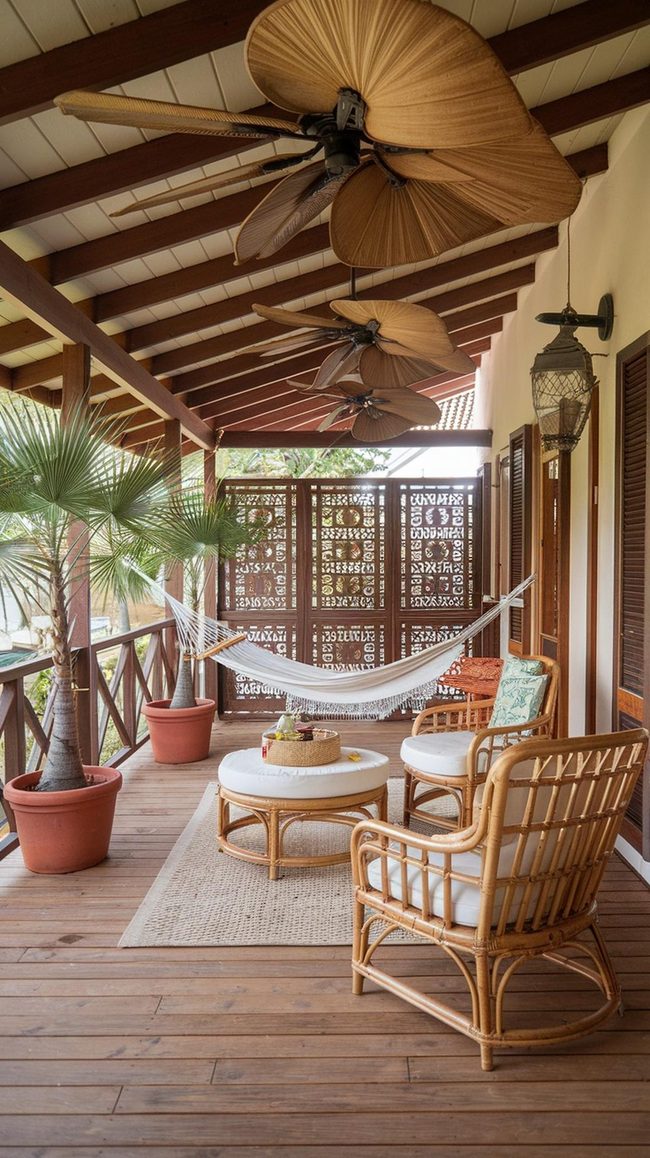 Tropical Veranda With Flowing Air