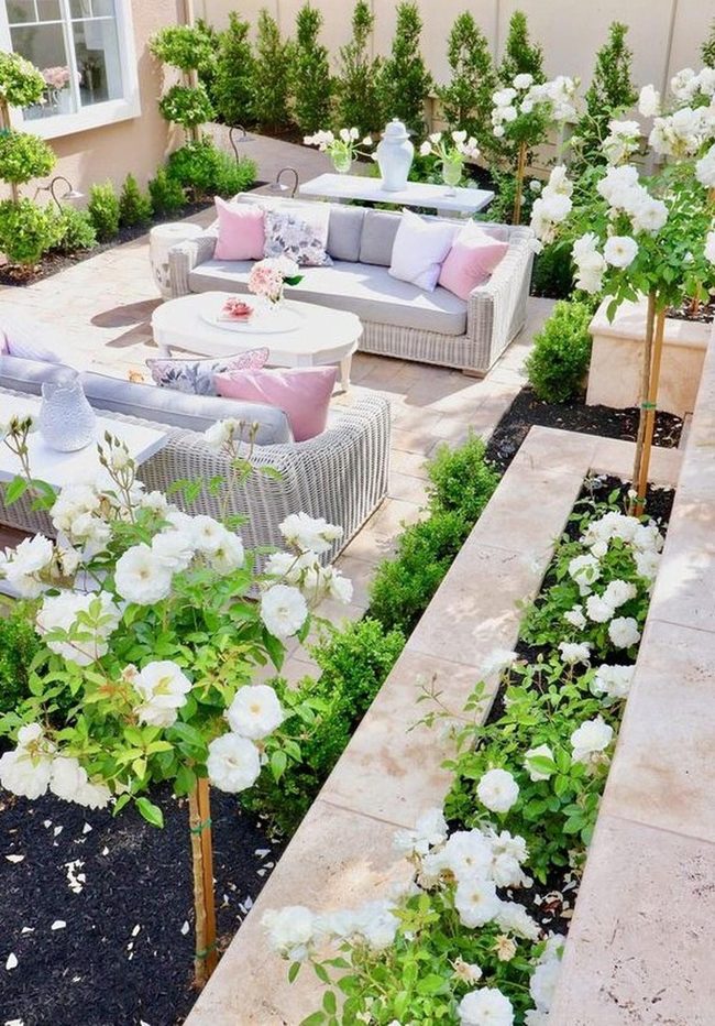Pink Cushioned Wicker Patio Seating