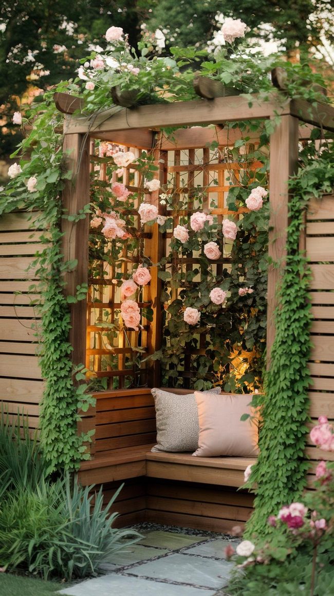 Rustic Timber Fence Climbing Vines