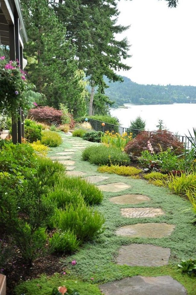 Stone Path Through Flowering Gardens