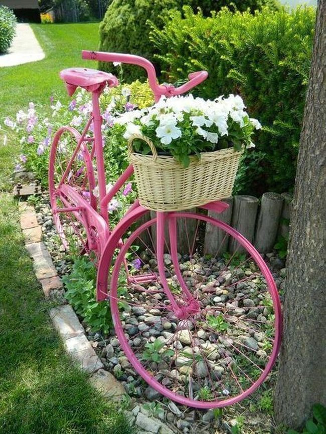 Vintage Bicycle Planter Overflowing Blooms