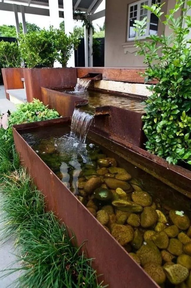 Rust Metal Water Feature Garden