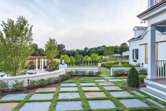 Slate Pavers Reduce Mowing Chores