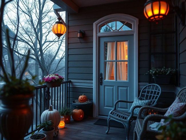 Purple-Filtered Skeleton Porch With Fog