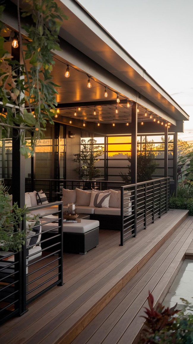 Black Metal Railings Veranda Design