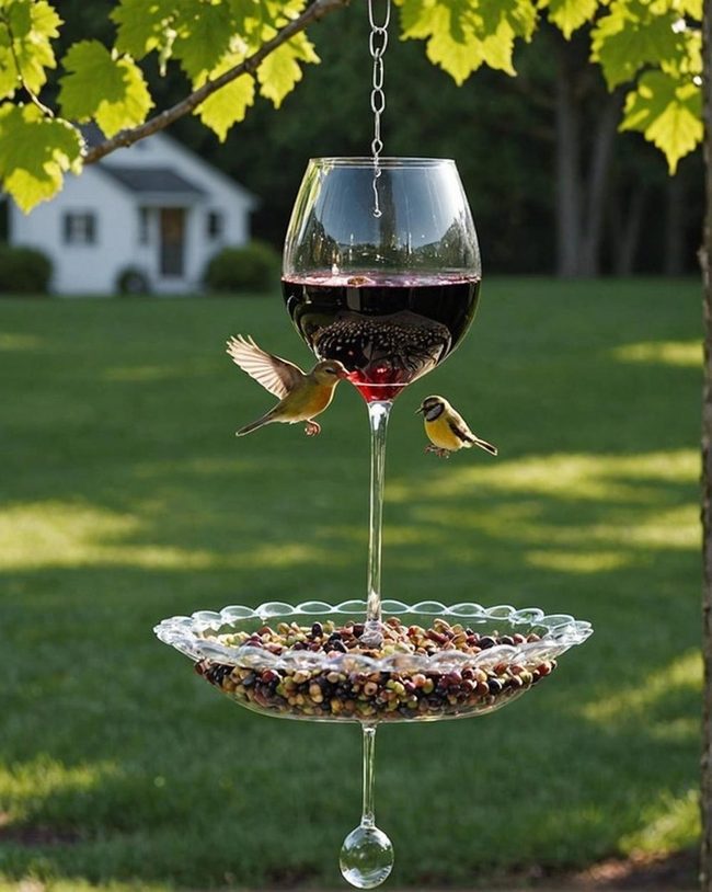 Recycled Glass Bird Feeding Station