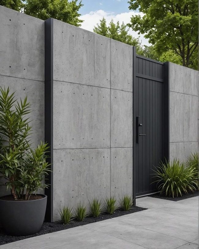 Grey Concrete Minimalist Fencing