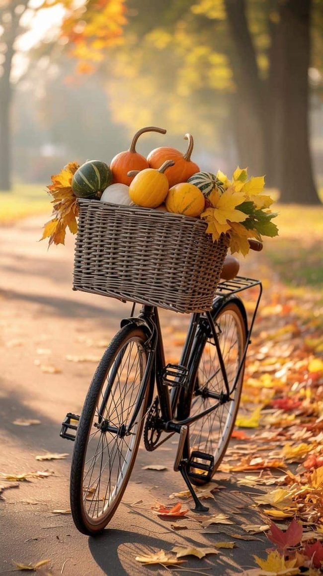 Vintage Bicycle Autumn Harvest Display