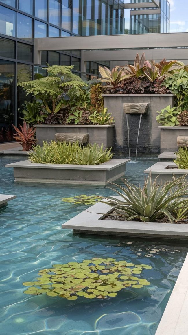Geometric Fountains Elegant Water Outdoor