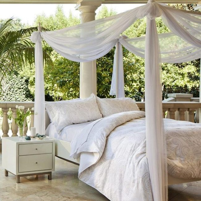 White Canopy In Dappled Sunlight
