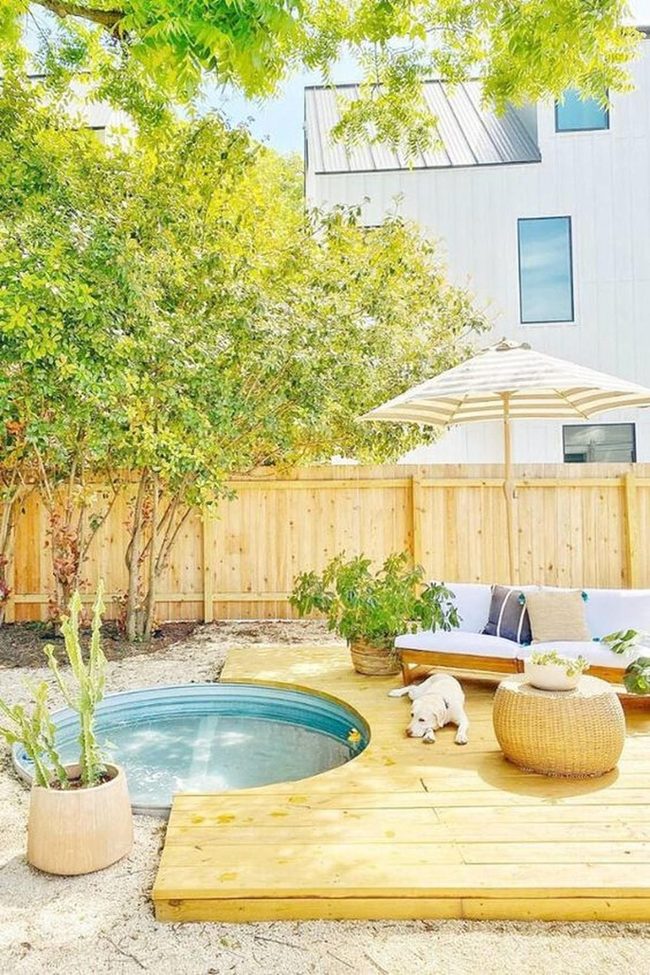 Wooden Deck With Circular Hot Tub
