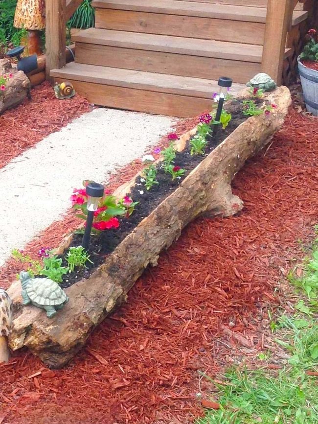 Reclaimed Wood Planters With Vivid Blooms