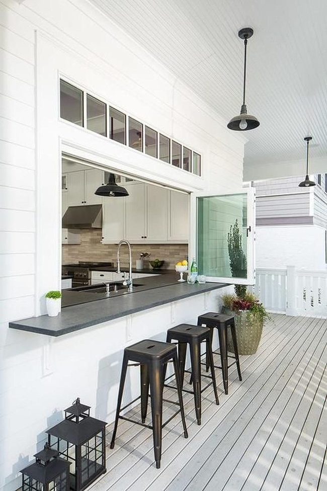 Sunlit White Deck Kitchen