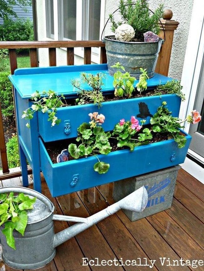 Blue Dresser Flower Planter