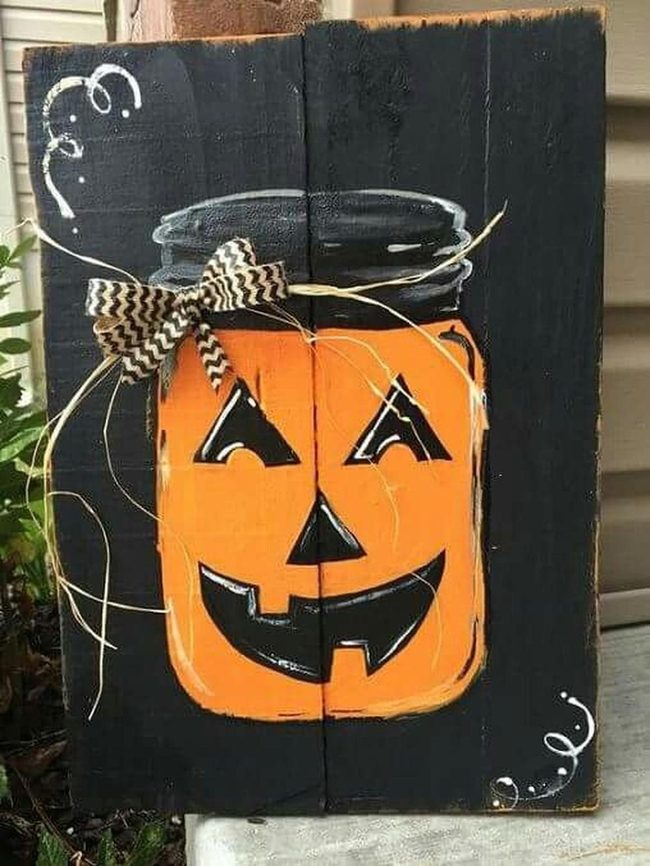 Orange Jack-O'-Lantern Black Jar
