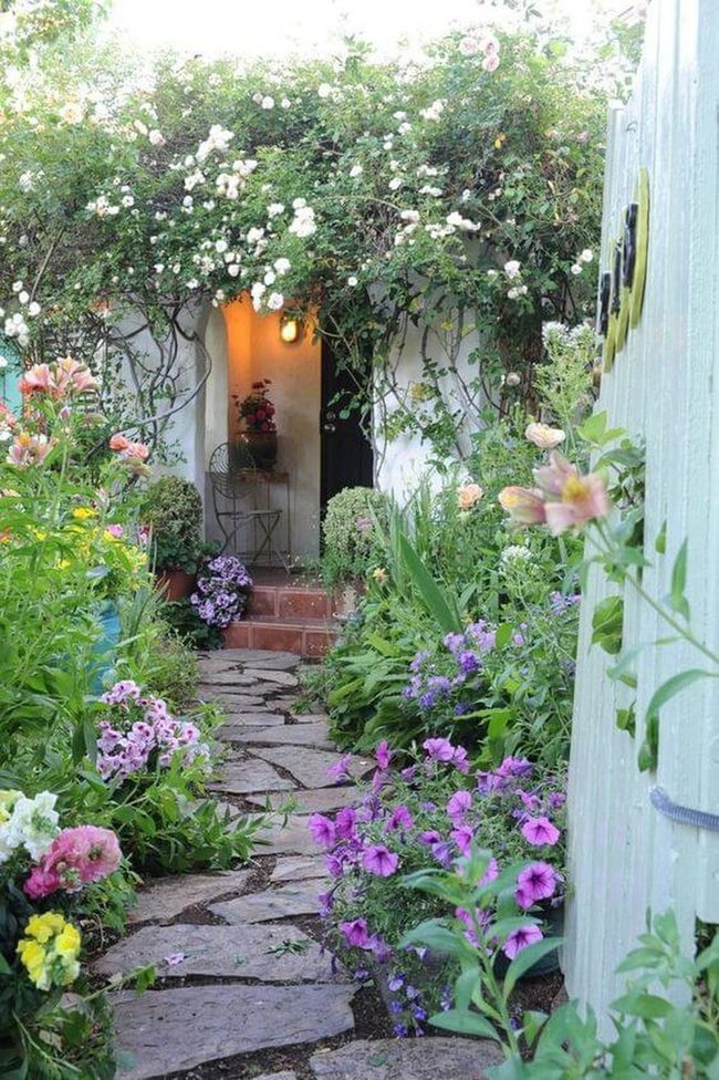 Flower-Lined Stone Path Forward