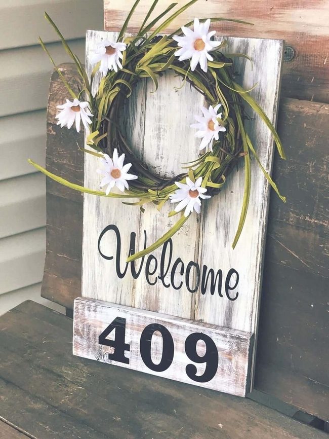 Daisy Wreath Above House Numbers